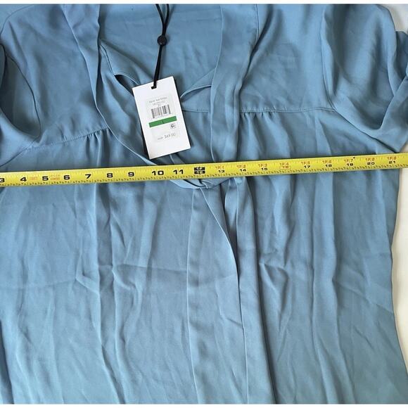 DKNY Cinched Sleeve Bow Tie Blouse Blue Long Sleeve Large New NWT - Picture 10 of 10
